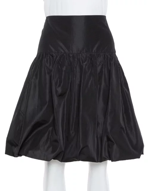 Emporio Armani Black Taffeta Gathered Short Skirt