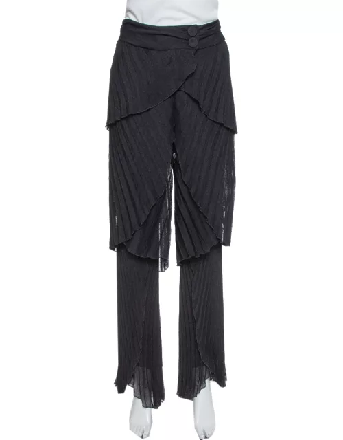 Emporio Armani Black Plisse Layered Pants