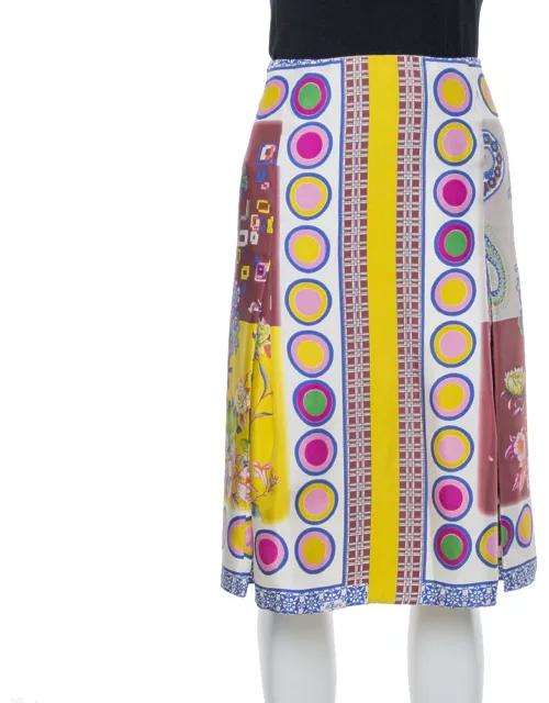 Etro Multicolor Floral Print Silk Pleated Skirt