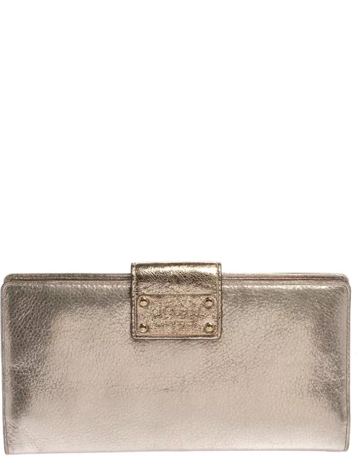 Kate Spade Gold Shimmer Leather Flap Clutch