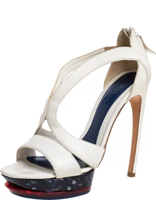 Alexander McQueen White Leather Double Arched Platform Sandal