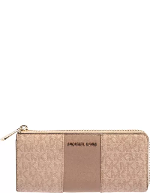 Michael Kors Pink Signature Leather Zip Around Wallet