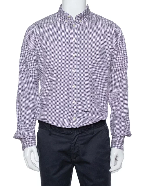 Dsquared2 Purple Printed Cotton Long Sleeve Shirt