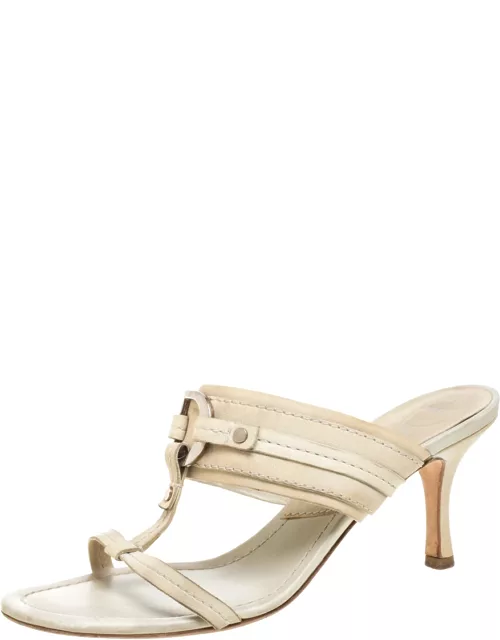 Dior Cream Leather Slide Sandal