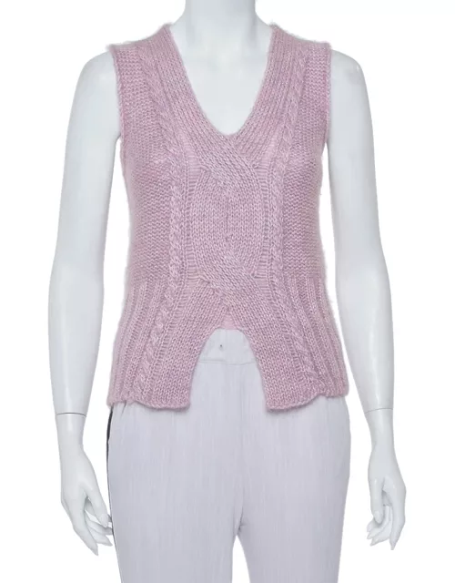 Roberto Cavalli Vintage Pink Lurex Purl Knit Sleeveless Sweater