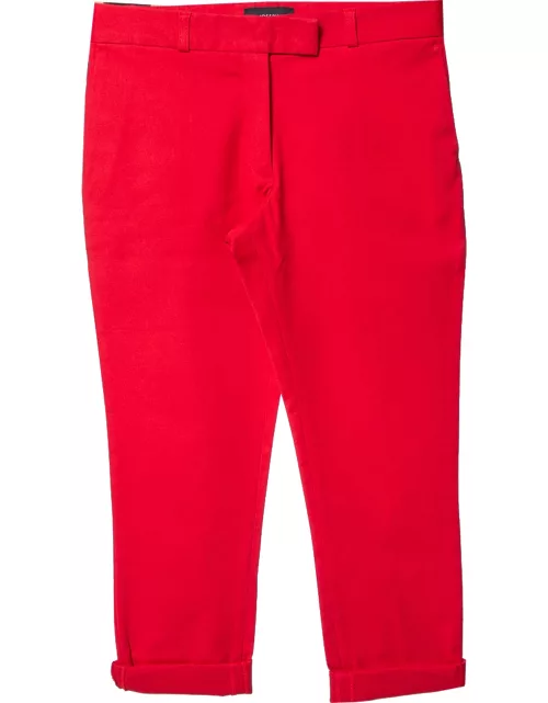 Joseph Red Cotton Slim Fit Cropped Trousers