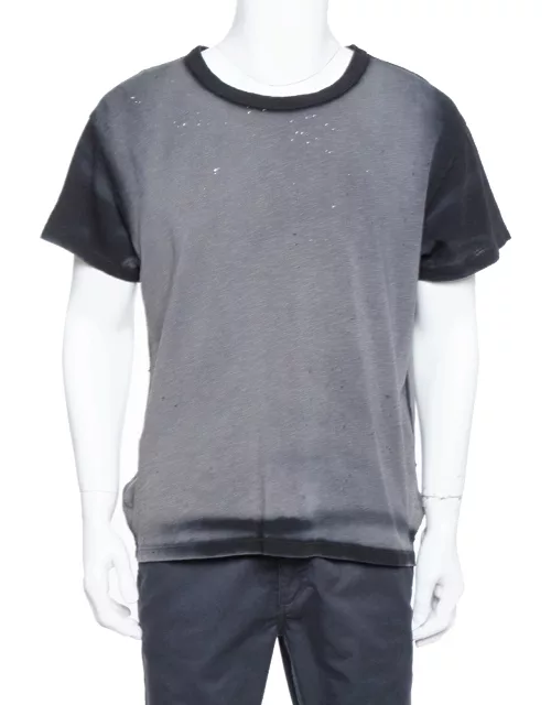 Amiri Black & Grey Cotton Washed Out Effect Shotgun T Shirt