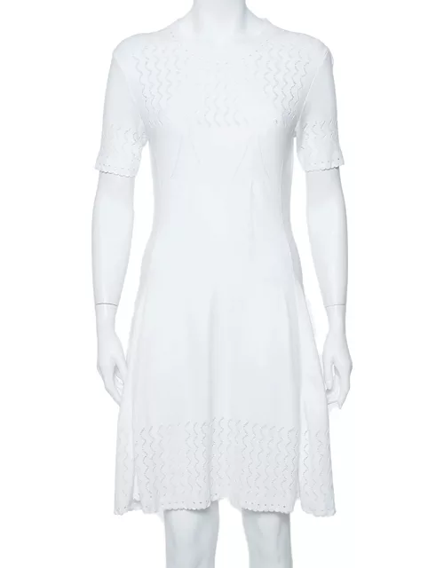 Kenzo White Perforated Knit Fit & Flare Dress