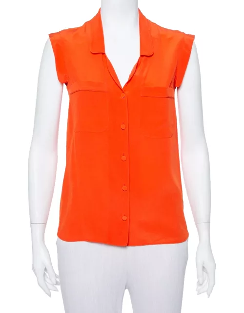 Gucci Orange Silk Sleeveless Shirt