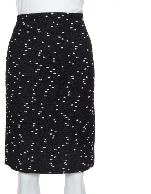 Oscar de la Renta Monochrome Tweed Fitted Short Skirt