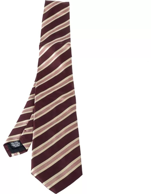Boss By Hugo Boss Burgundy Striped Silk Tie