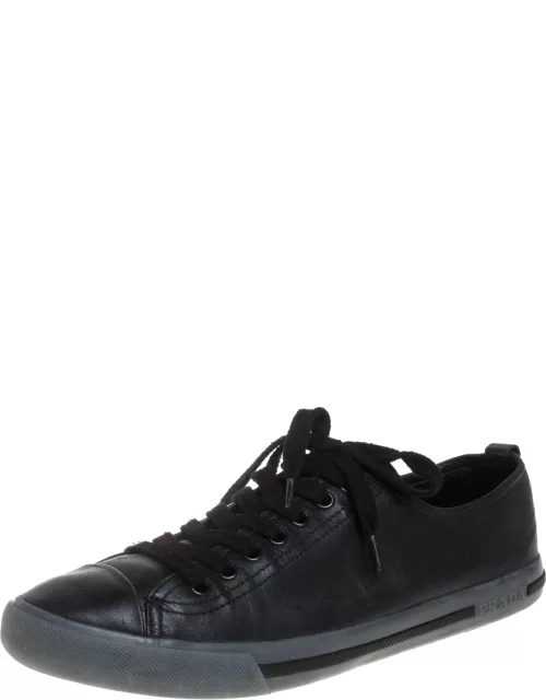 Prada Sports Black Leather Lace Up Sneaker