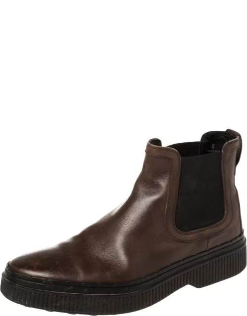 Tod's Brown Leather Slip On Ankle Boot