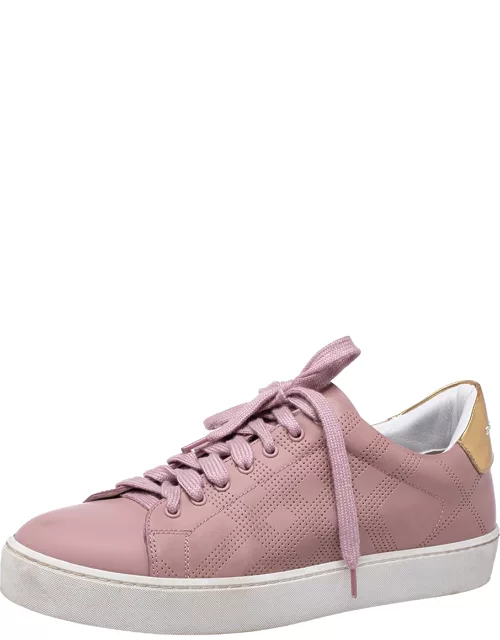Burberry Pink Perforated Leather Westford Low Top Sneaker