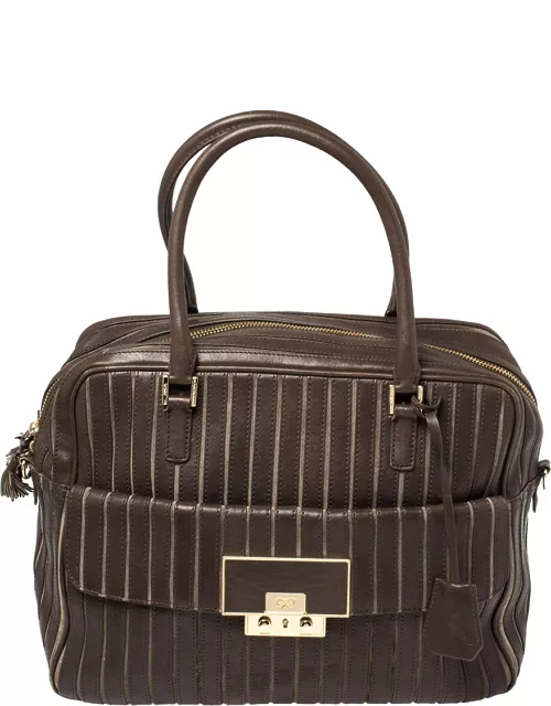 Anya Hindmarch Brown/Grey Leather And Suede Bowling Bag
