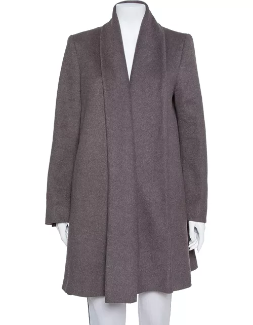 Max Mara Dark Grey Wool Open Front Coat
