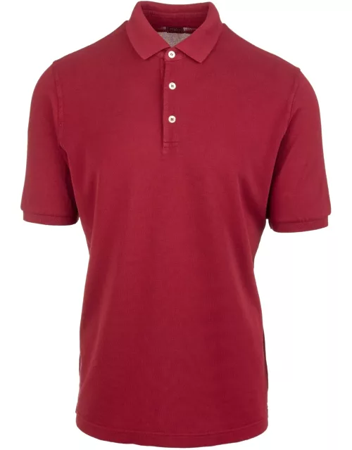 Fedeli Man Red Polo Shirt In Organic Cotton