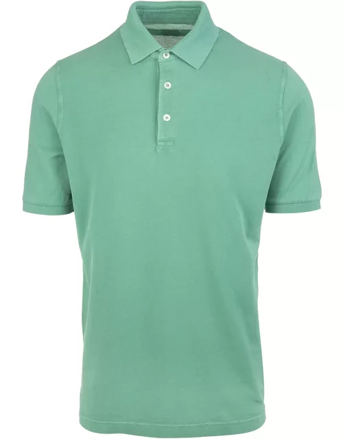 Fedeli Man Green Polo Shirt In Organic Cotton