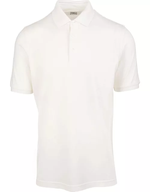 Fedeli Man Ivory Polo Shirt In Organic Cotton
