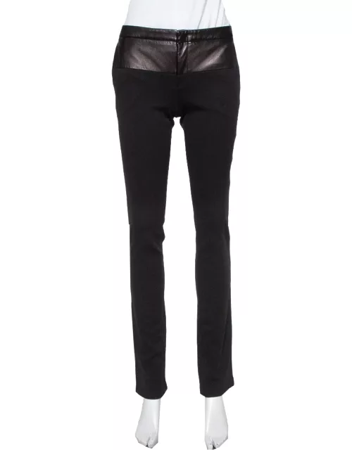 Gucci Black Leather & Synthetic Straight Pants