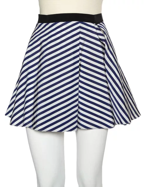 Balenciaga Navy Blue & White Striped Synthetic Shorts