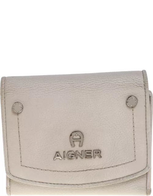 Aigner Grey Leather Trifold Wallet