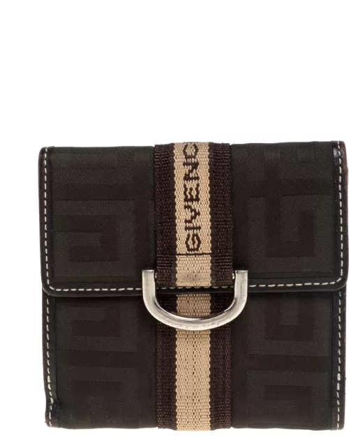Givenchy Green/Brown Monogram Fabric and Leather French Wallet