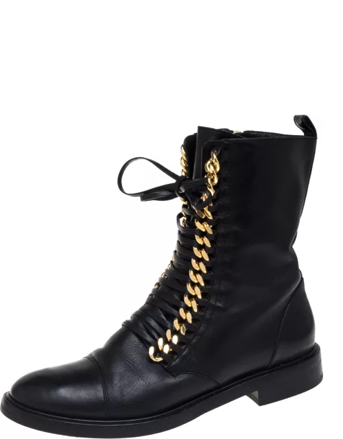 Casadei Black Leather 'City Rock' Ankle Boot