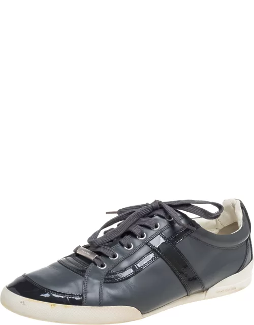 Dior Grey Patent Leather and Leather Low Top Sneaker