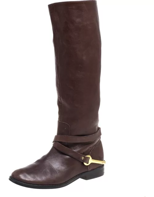Ralph Lauren Brown Leather Knee Length Boot