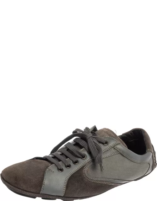 Ermenegildo Zegna Grey Leather And Suede Low Top Sneaker