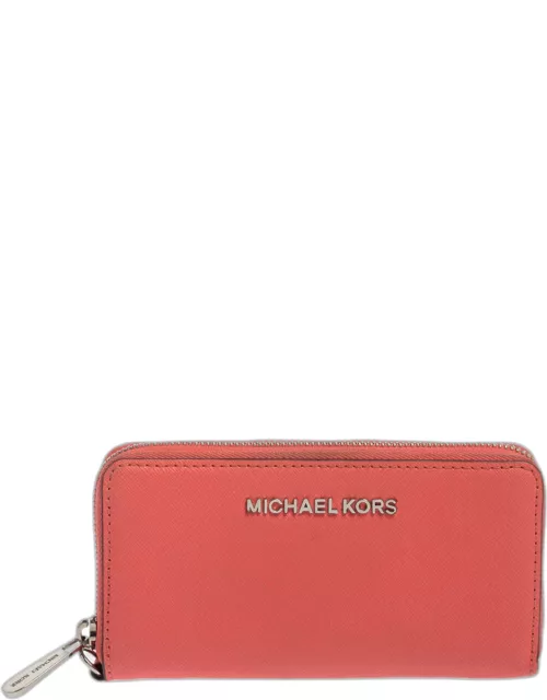 Michael Kors Pink Leather Zip Around Wristlet Wallet
