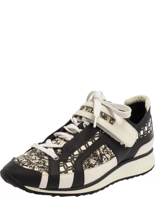 Pierre Hardy Monochrome Leather And Printed Python Low Top Sneaker
