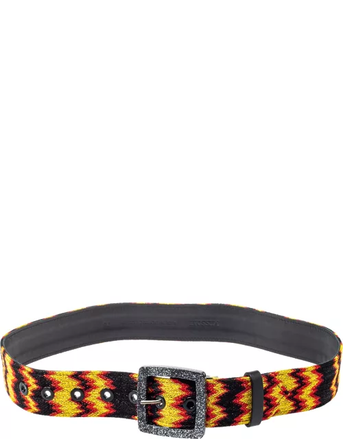 Missoni Multicolour Fabric and Leather Buckle Belt 75 C