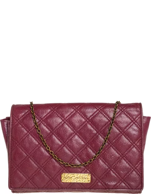 Marc Jacobs Burgundy Quilted Leather Flap Chain Clutch