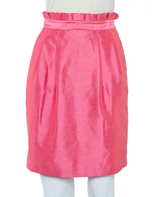 Alice + Olivia Pink Synthetic Paper Bag Waist Detail Mini Skirt