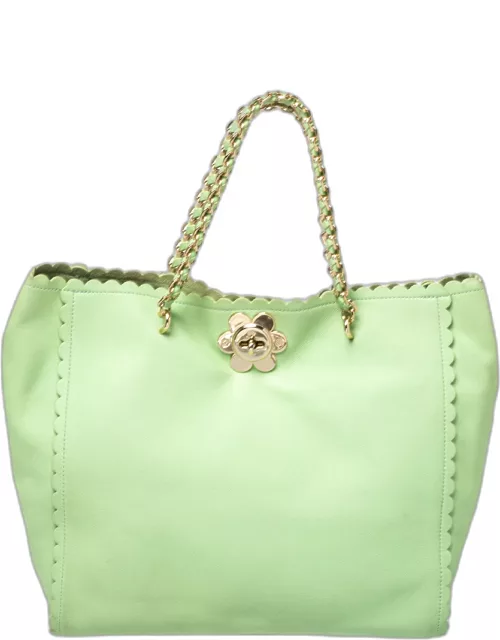 Mulberry Mint Green Leather Flower Cecily Tote