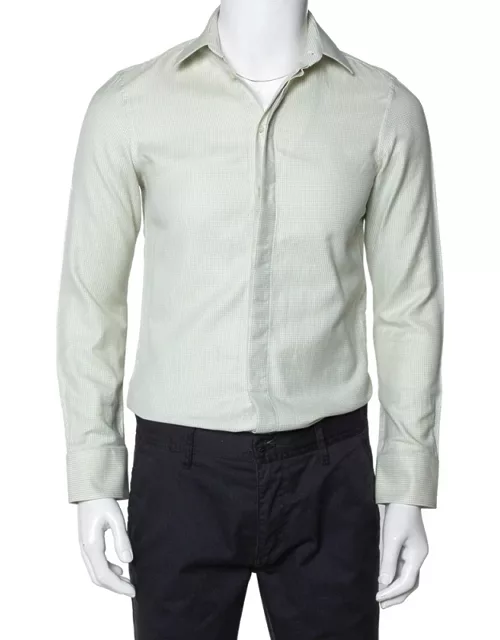 Emporio Armani Light Green Cotton Button Front Shirt
