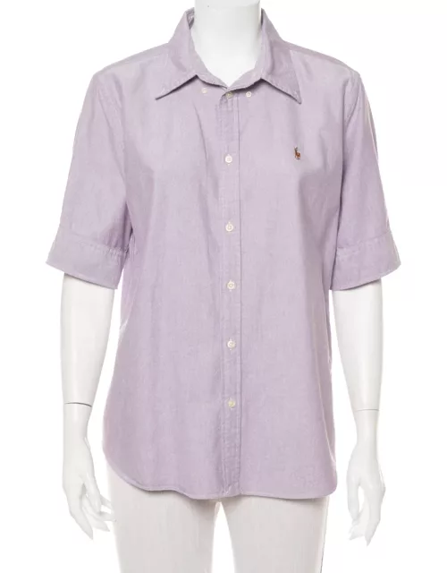 Ralph Lauren Purple Cotton Short Sleeve Button Front Shirt