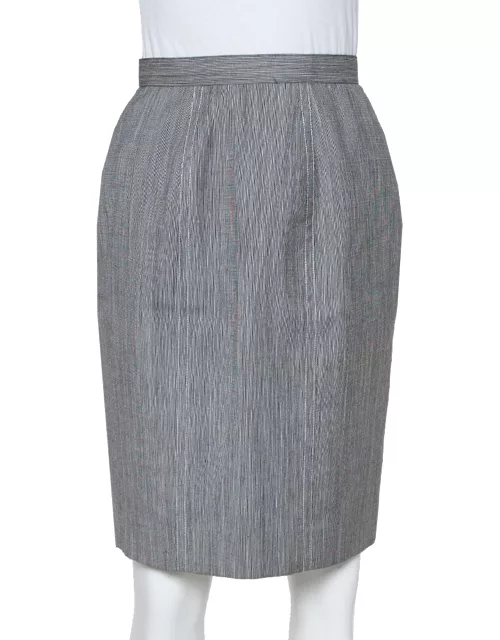 Christian Dior Grey Wool High Waist Pencil Skirt