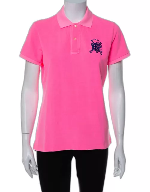 Ralph Lauren Neon Pink Cotton Pique Skinny Polo T-Shirt