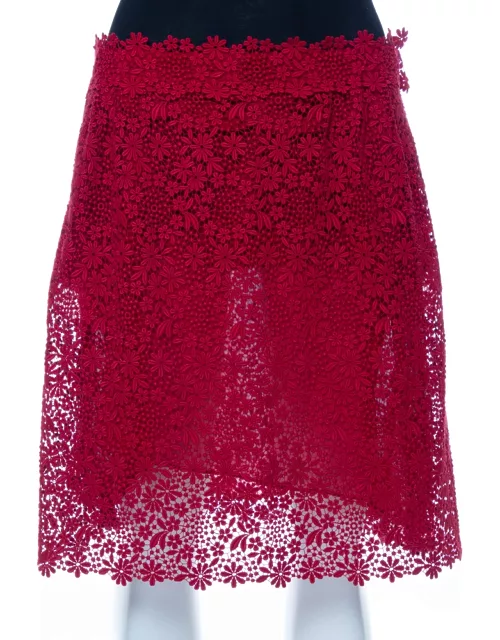 Valentino Red Lace Short Skirt
