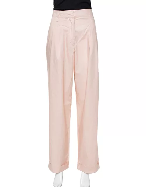 Emporio Armani Pale Pink Cotton Wide Leg Trousers