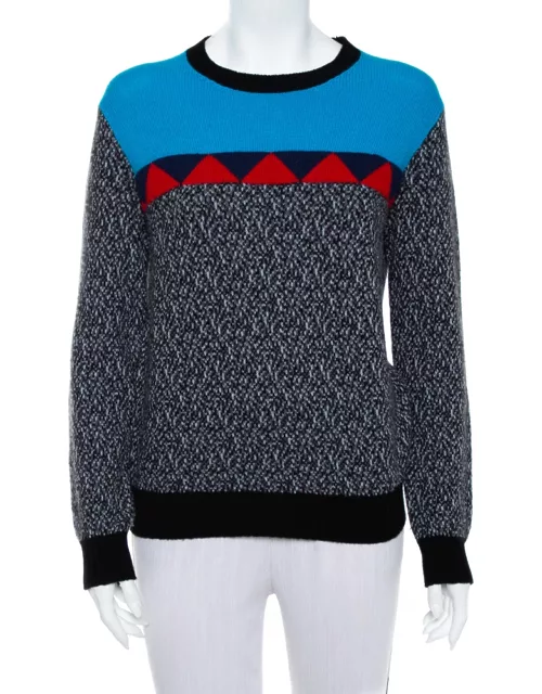 Prada Color Block Wool & Cashmere Crewneck Sweater