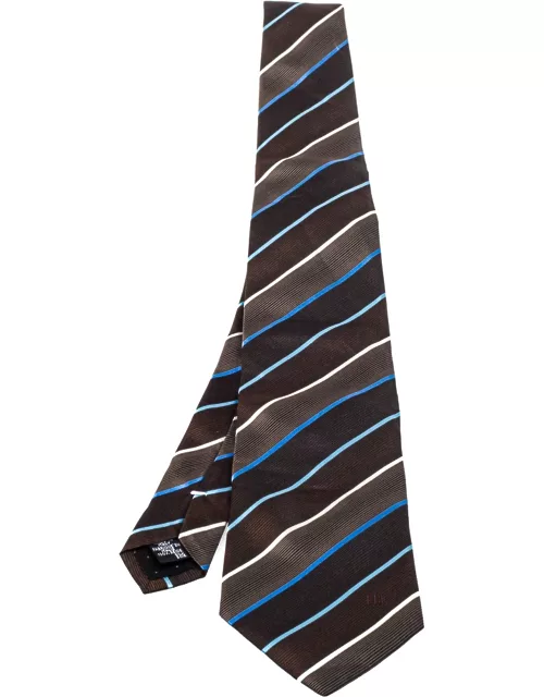 Givenchy Brown Diagonal Striped Silk Tie