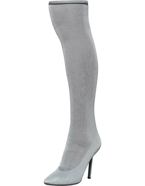 Vetements Grey Stretch Fabric Knee High Boot