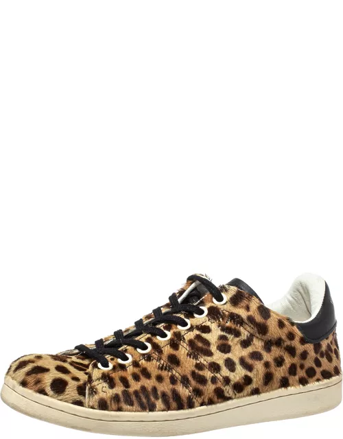 Isabel Marant Brown/Black Leopard Print Pony Hair And Leather Sneaker