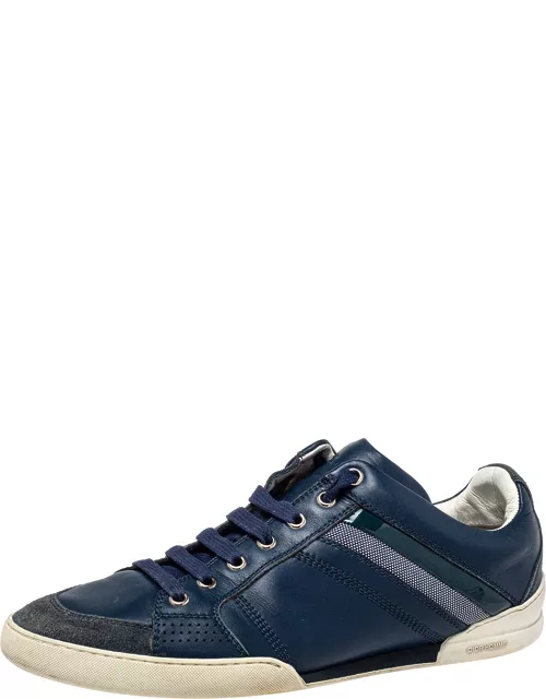 Dior Blue Leather And Suede Low Top Sneaker