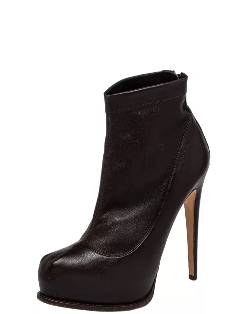Brian Atwood Burgundy Leather Ankle Length Boot