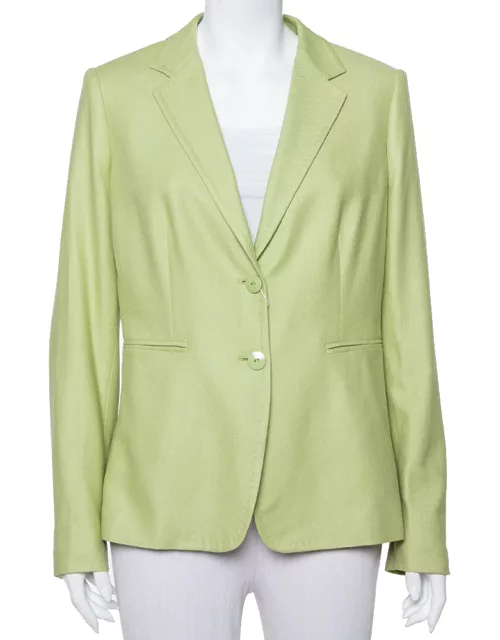 Max Mara Light Green Wool & Silk Button Front Blazer